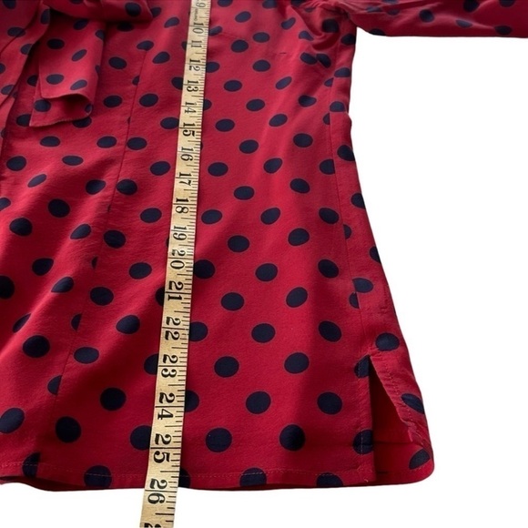 ST. JOHN SILK BLEND POLKA DOT NECK TIE BLOUSE SIZE 12 - Picture 14 of 16